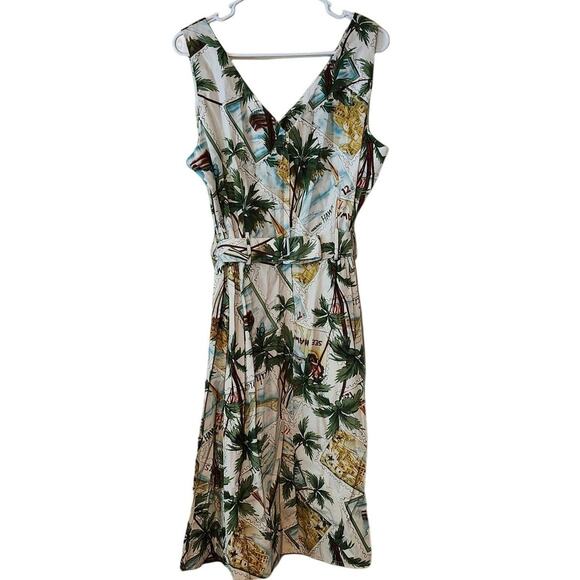 New Sheri Martin 16 DRESS Hawaii Tropical Island Fit Flare Post Card Travel - Picture 2 of 8